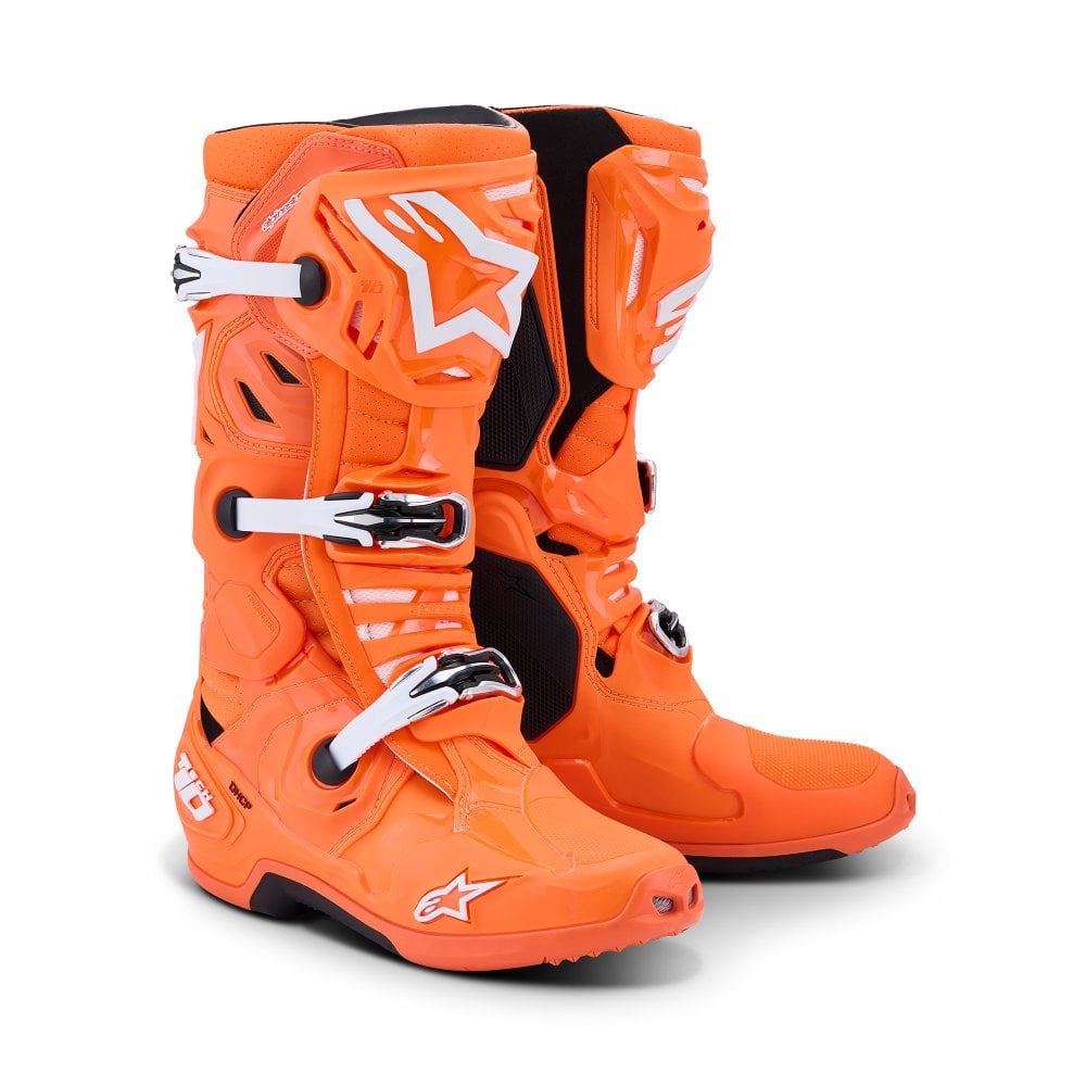 Alpinestars 2026 Tech 10 Supervented MX Boots Orange Flo Black White
